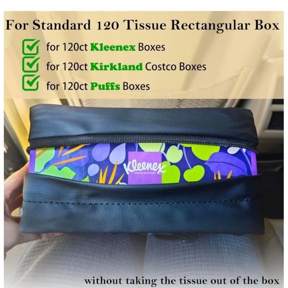 Car Tissue Holder for 120 Standard Tissue,Leather PU Tissues Box Cover for Car